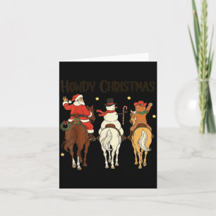 Cartão Natal Retro Howdy Papai Noel Boneco de Neve Biscoi