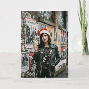 Cartão Natal Riado de Rock Punk Feriado