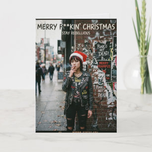 Cartão Natal Riotoso de Rock Punk Feriado