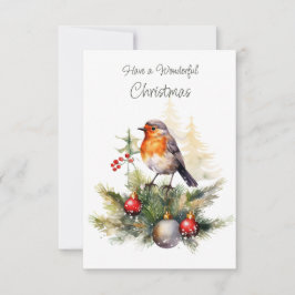 Cartão Natal Robin Pine Baubles