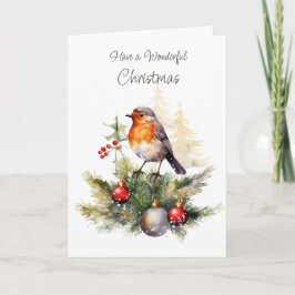 Cartão Natal Robin Pine Baubles