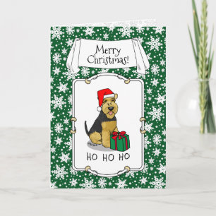 Cartão Natal Santa Claus Hat Welsh Terrier Dog Cute