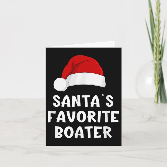 Cartão Natal Santas Boater Favorito Engraçado Boat Pajama (Frente)