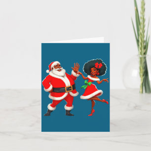Cartão Natal Sr Santa Sra Claus Dançando Africano Ameri