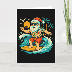 Cartão Natal Surfando Luzes de Verão da Praia Natal Em Ju