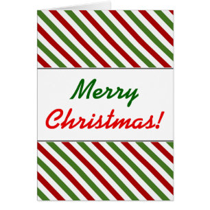 Cartão Natal; Teste padrão listrado vermelho, branco &
