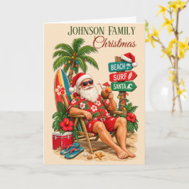 Cartão Natal Tropical Praia Papai Noel Retro Tropical