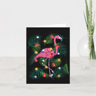 Cartão Natal Tropical Xmas Engraçado Rosa Flamingo Havaia