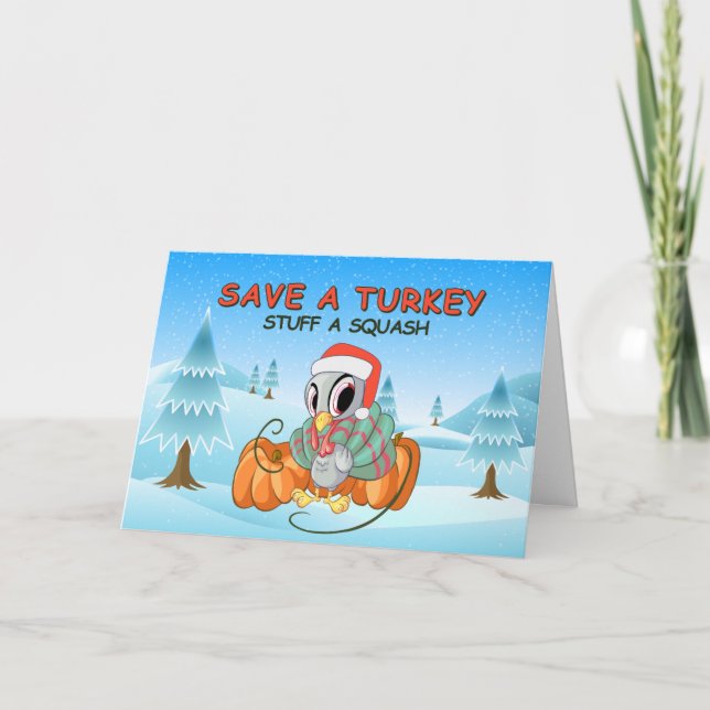 Cartão Natal Vegano Peru Turquia Fofa (Frente)