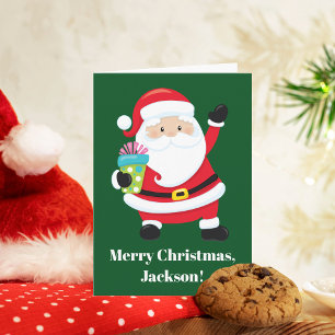 Cartão Natal Verde para Crianças Personalizadas do Papai 