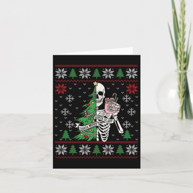Cartão Natal Vibes Xmas Skeleton Sorta Feliz Sorta Sorta  (Frente)