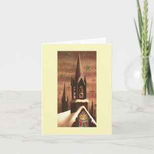 Cartão Natal vintage Church Steeple