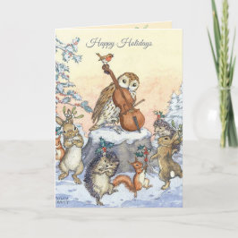 Cartão Natal Vintage Molly Brett Animais Dançantes