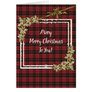 Cartão Natal Wallace Vermelho Desgastado Tartan