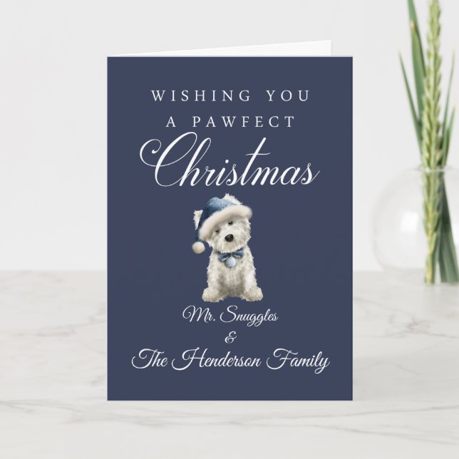 Cartão Natal White Westie (Frente)