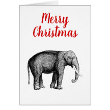 Natal Xmas Elefante Desenho Vintage