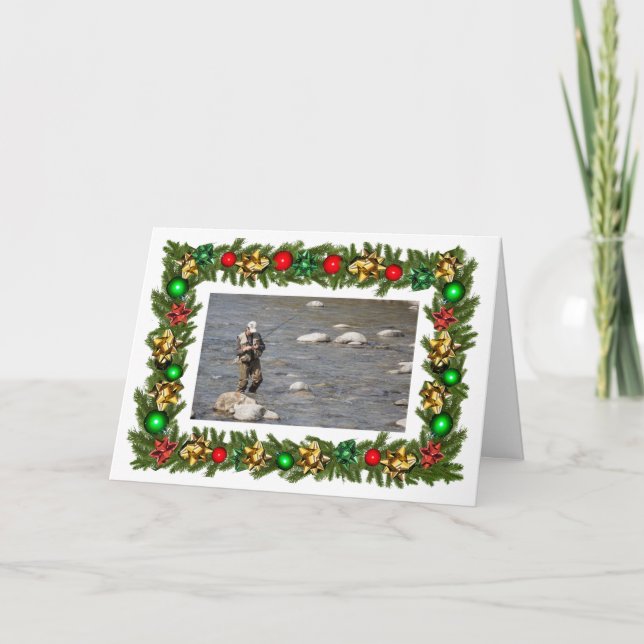 Cartão Natalina "Fishmas" Personalizada de Pesca com Isca (Frente)