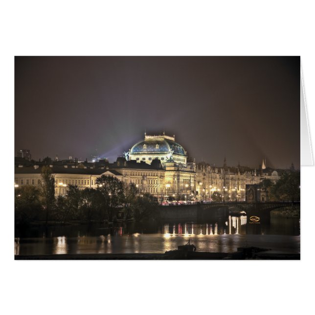 Cartão National Theater Prague Night (Frente Horizontal)