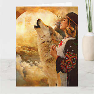 CARTÃO NATIVE AMERICAN INDIAN WOMAN BIRTHDAY GREETING