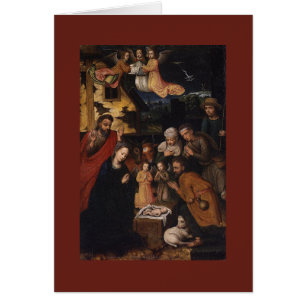 Cartão Natividade Cena Cribo Adoração da Criança Jesus