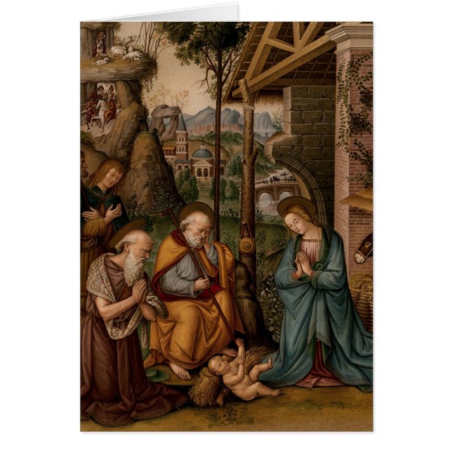 Cartão Natividade da Cristo Virgem Maria Rua. Joseph (Frente)