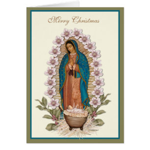 Cartão Natividade Virgem Maria Guadalupe Jesus presépio