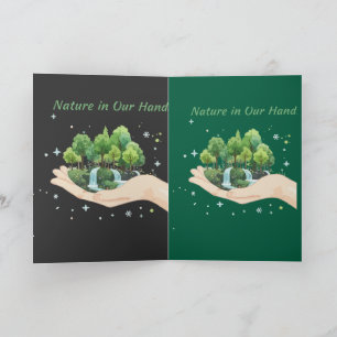 Cartão Nature em Nossas Mãos Arte Ambiental em Aquarela