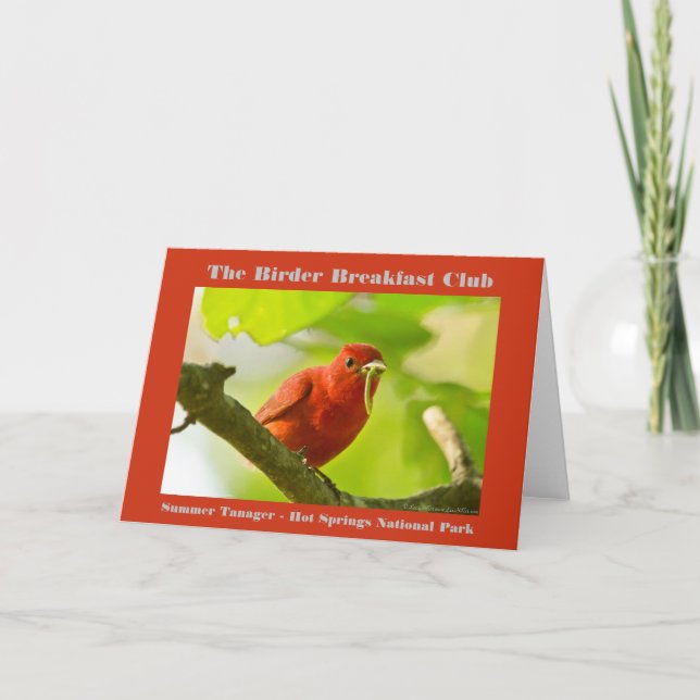 Cartão Natureza Fotografia Summer Tanager Birder (Frente)