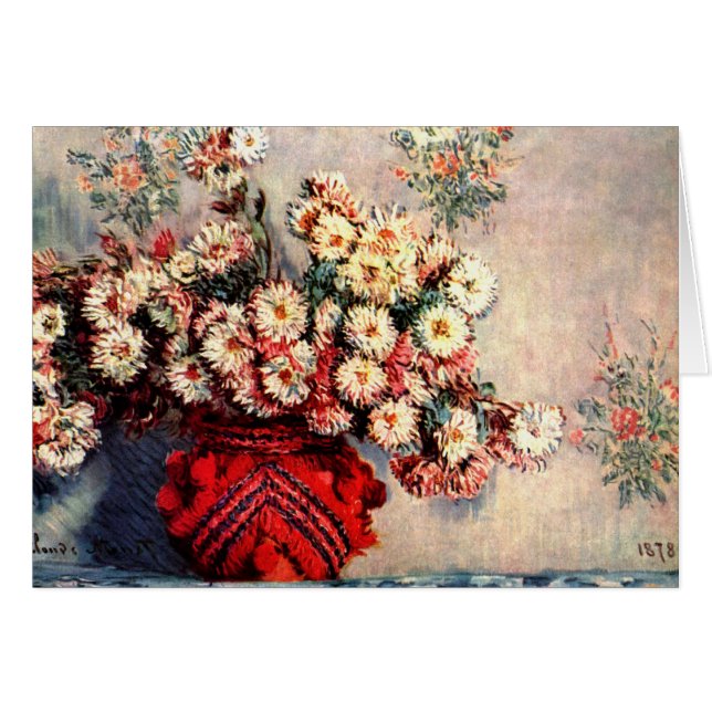 Cartão Natureza-morta com Crisântemos de Claude Monet (Frente Horizontal)