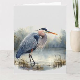 Cartão Natureza selvagem das aves de Excelente azul-héron