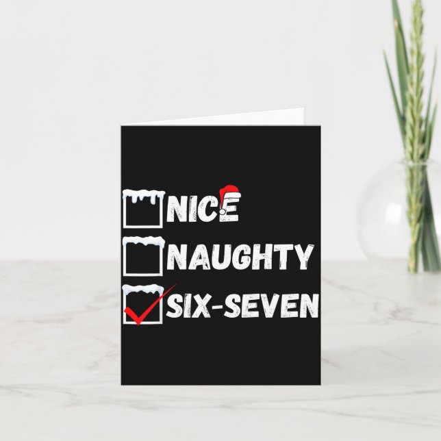 Cartão Naughty Nice 67 Christmas Checklist Fun Six Seven  (Frente)