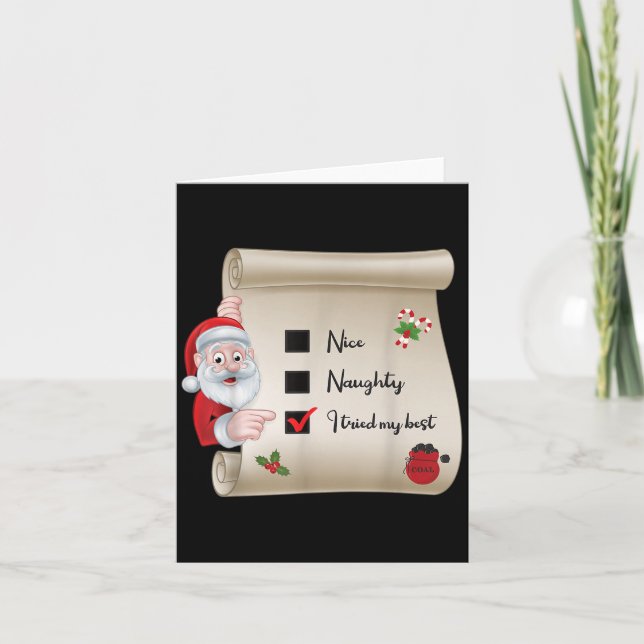 Cartão Naughty Nice Checklist I Tried My  (Frente)