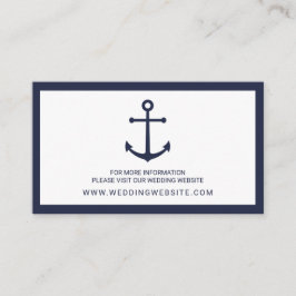 Cartão Náutico de Casamento de Âncora Azul Marinho
