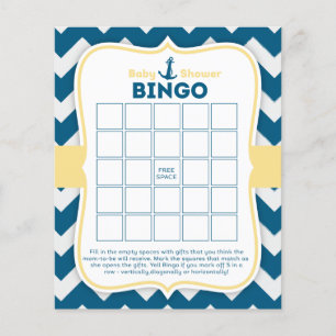 Cartão náutico do Bingo do bebê da âncora de