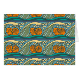 Cartão Nautilus Seashell Pattern Nouveau