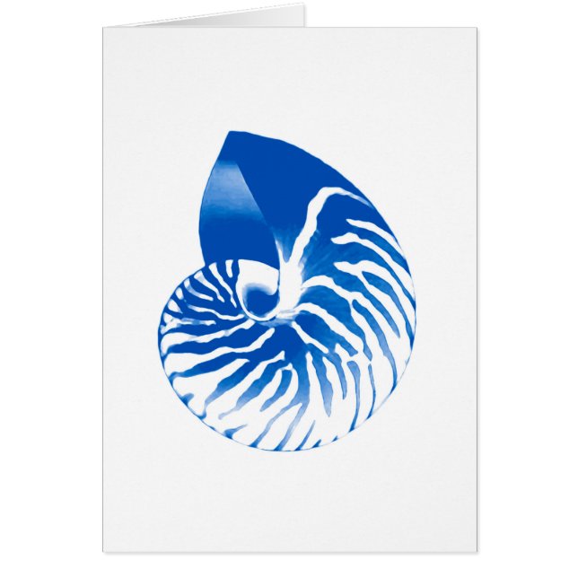 Cartão Nautilus shell - azul de cobalto e branco (Frente)
