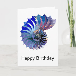 Cartão Nautilus Shell do mosaico do polígono azul & roxo