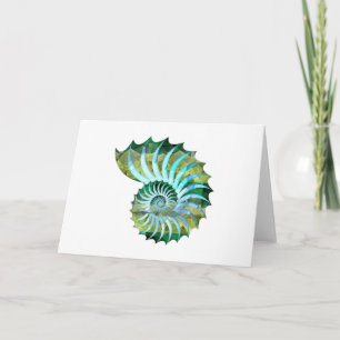 Cartão Nautilus Shell do mosaico do polígono azul & verd