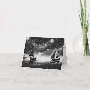 Cartão Navegação por Navios e Cometas B&W