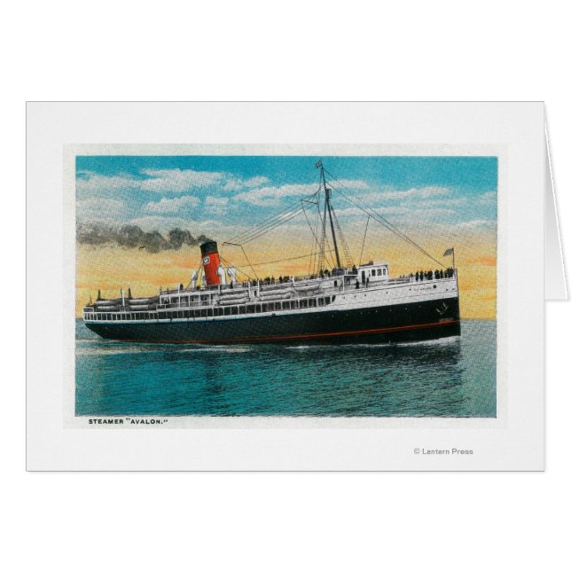 Cartão Navio a vapor "Avalon" na Ilha Papai noel Catalina (Frente Horizontal)