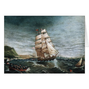 Cartão Navio Clipper no Porto de Nova Iorque, 1890