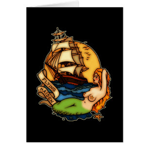 Cartão Navio da sereia e de pirata
