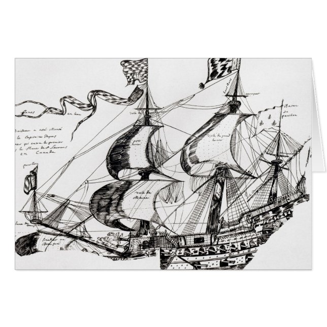 Cartão Navio de Jacques Cartier, 'Rarete Indes (Frente Horizontal)