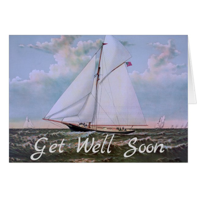 Cartão Navio de Navegação Antiquada - Yacht Sailboat Ocea (Frente Horizontal)