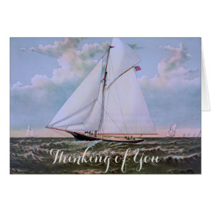 Cartão Navio de Navegação Antiquada - Yacht Sailboat Ocea