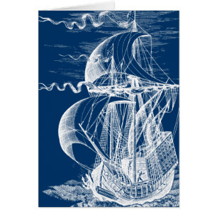 Cartão Navio de navigação do vintage