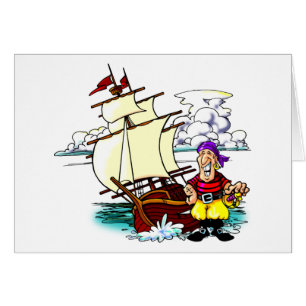 Cartão Navio de navigação dos desenhos animados