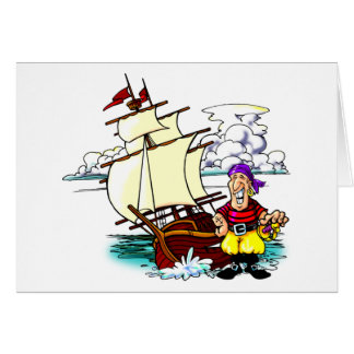 Cartão Navio de navigação dos desenhos animados