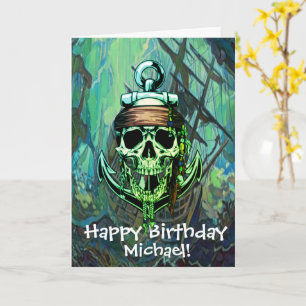 Cartão Navio Fantasma Pirata de Aniversário