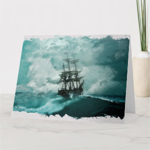 Cartão Navio na arte digital marinha oceânica